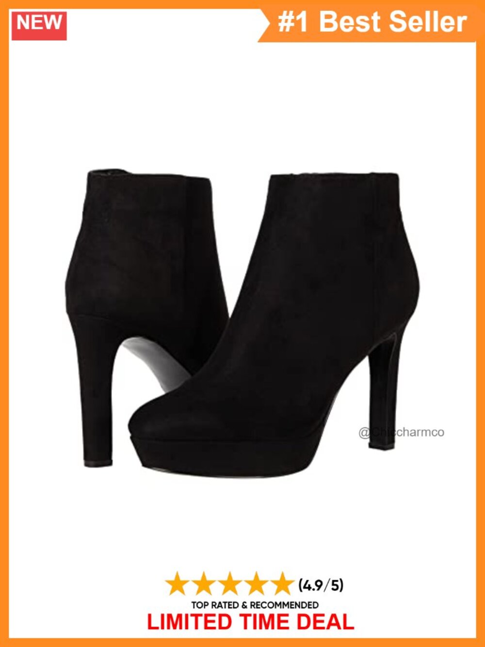 Suede Stiletto Heel Ankle Booties with Platform and Zip Closure